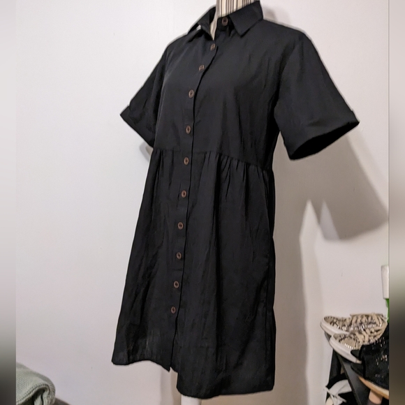 Pygfemr black high waisted dress button front nwt - Picture 2 of 15